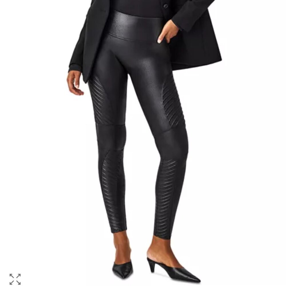 Spanx Women's Size Small Black Moto Faux Leather Leggings